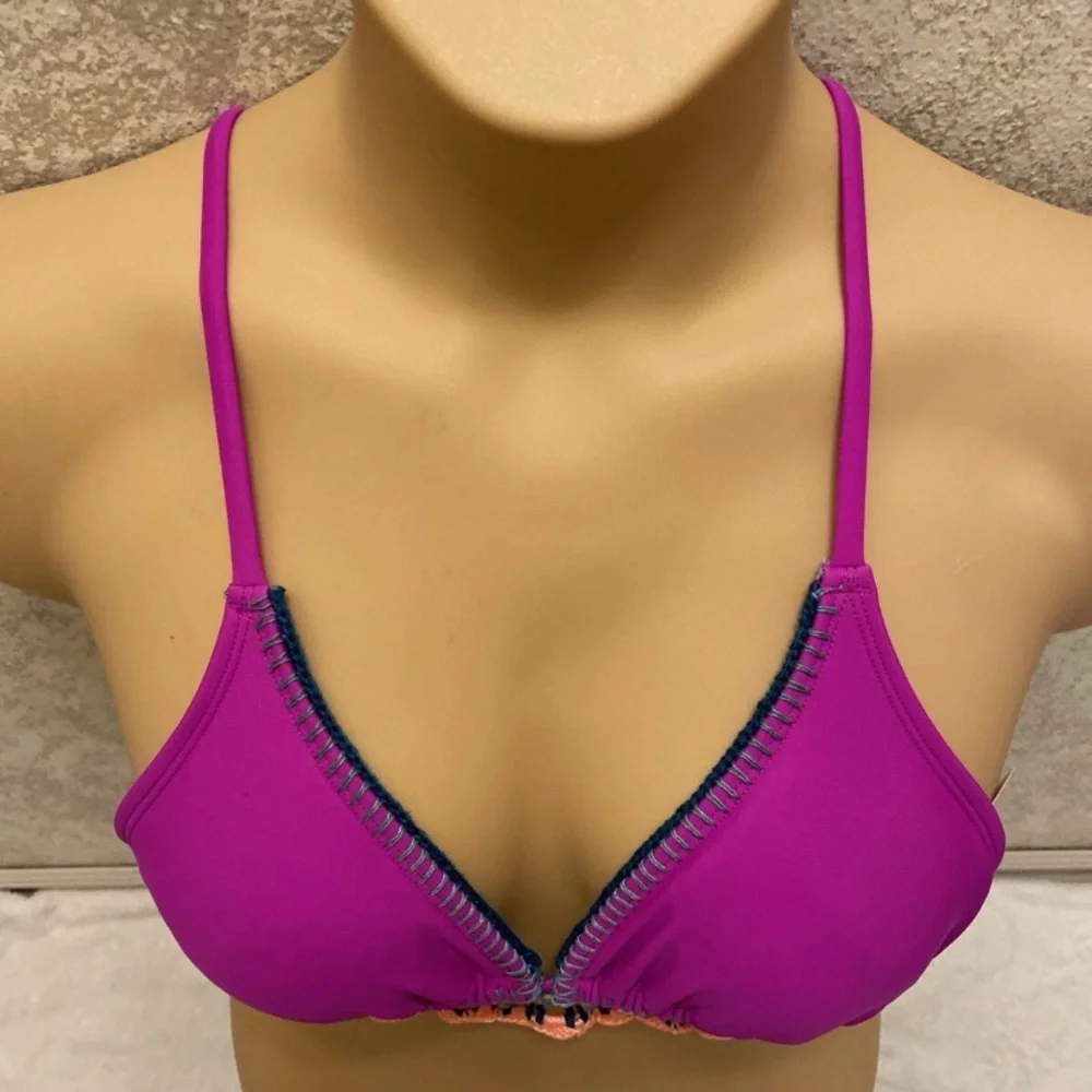 Xhilaration Fuchsia Crochet Trim Bikini Top
